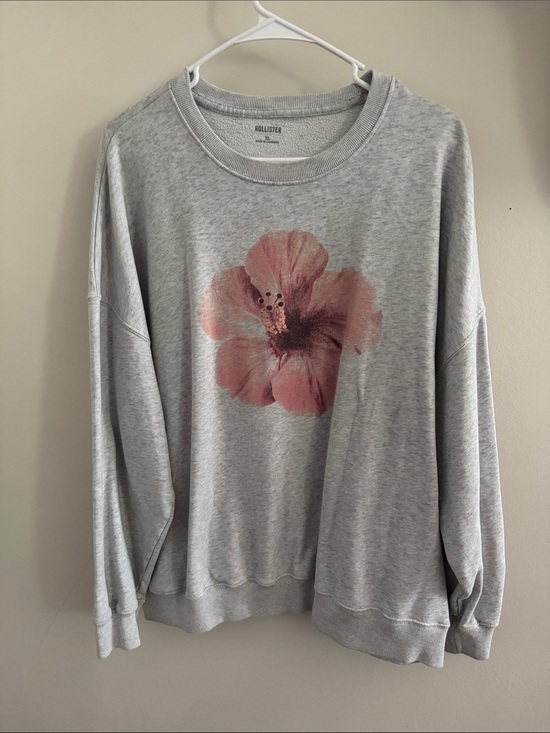 Hollister Sweaters - Hollister Gray Crewneck Sweatshirt with Pink Floral Print